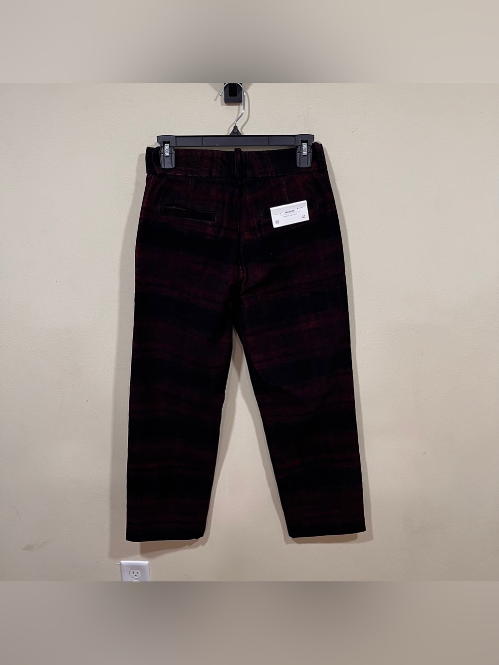 NWT AG Jeans The Elvie high-rise crop trouser red and black plaid corduroy  27 - Picture 8 of 11